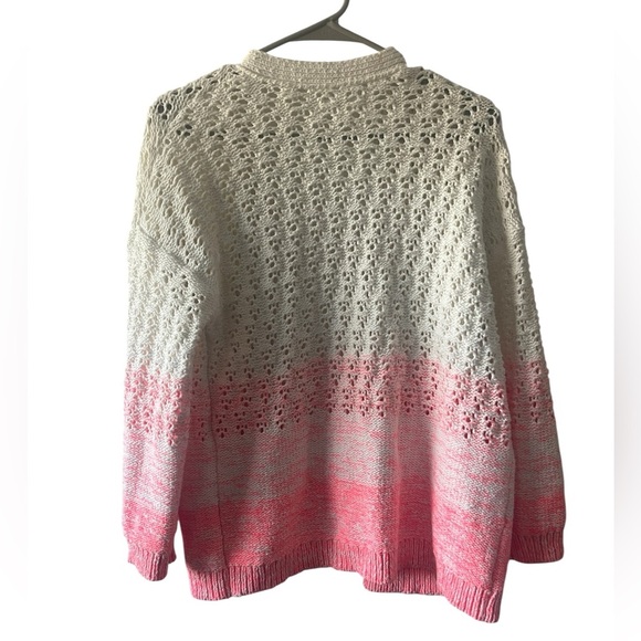 Anthropologie Faustian Dip Open Knit Pink Ombre Cardigan Size SP - Picture 3 of 7